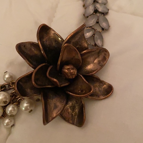 Bronze, pearl and crystal studded necklace - Picture 2 of 4